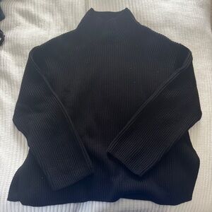 GAP 100% Cotton Black Ribbed Mockneck Sweater